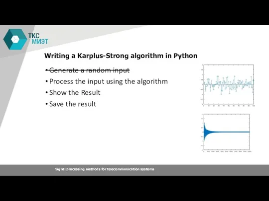 Writing a Karplus-Strong algorithm in Python Generate a random input Process the