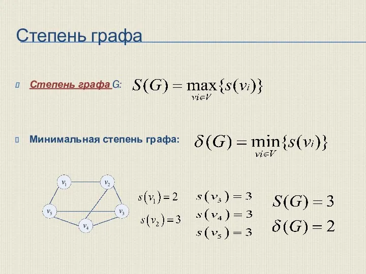 Степень графа G: Минимальная степень графа: Степень графа