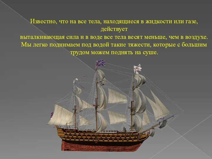 Известно, что на все тела, находящиеся в жидкости или газе, действует выталкивающая