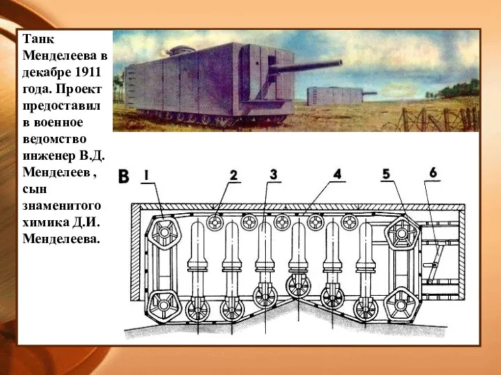 Танк Менделеева в декабре 1911 года. Проект предоставил в военное ведомство инженер