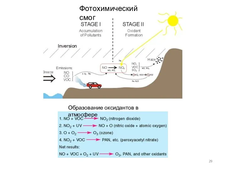 Образование оксидантов в атмосфере Фотохимический смог