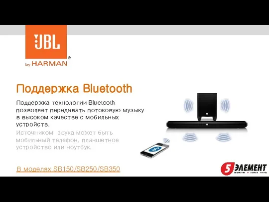 Поддержка Bluetooth Поддержка технологии Bluetooth позволяет передавать потоковую музыку в высоком качестве