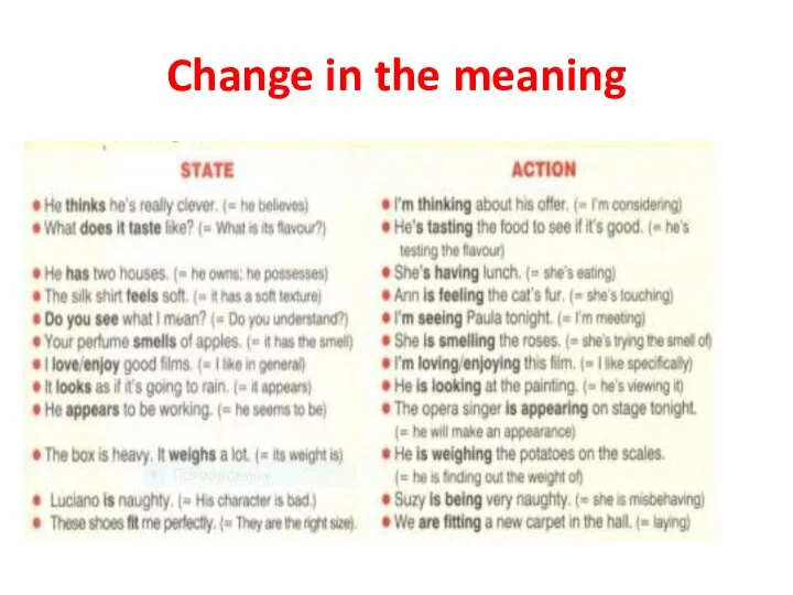 Change in the meaning