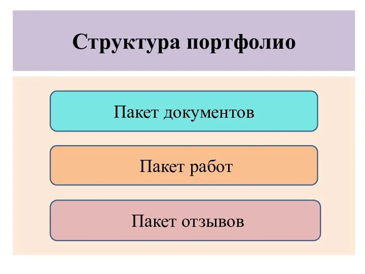 Структура портфолио Пакет документов Пакет работ Пакет отзывов