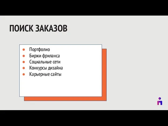 ПОИСК ЗАКАЗОВ Портфолио Биржи фриланса Социальные сети Конкурсы дизайна Карьерные сайты