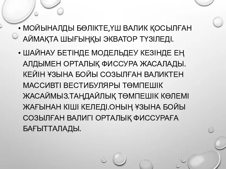 МОЙЫНАЛДЫ БӨЛІКТЕ,ҮШ ВАЛИК ҚОСЫЛҒАН АЙМАҚТА ШЫҒЫҢҚЫ ЭКВАТОР ТҮЗІЛЕДІ. ШАЙНАУ БЕТІНДЕ МОДЕЛЬДЕУ КЕЗІНДЕ