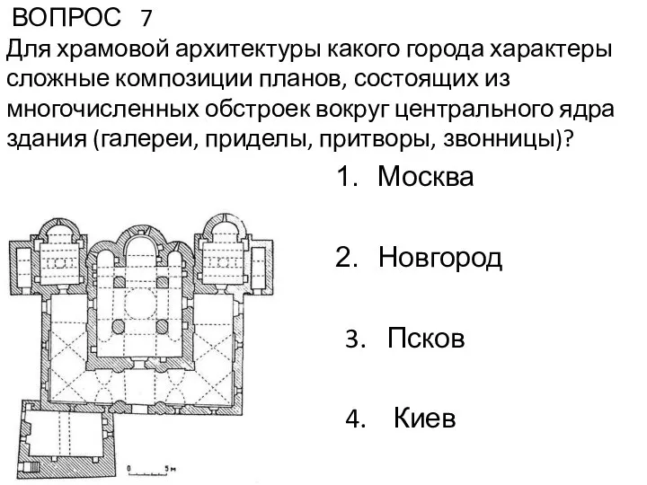 ВОПРОС 7 Для храмовой архитектуры какого города характеры сложные композиции планов, состоящих