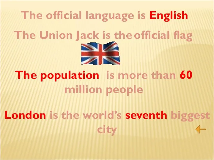 The official language is English The Union Jack is the official flag