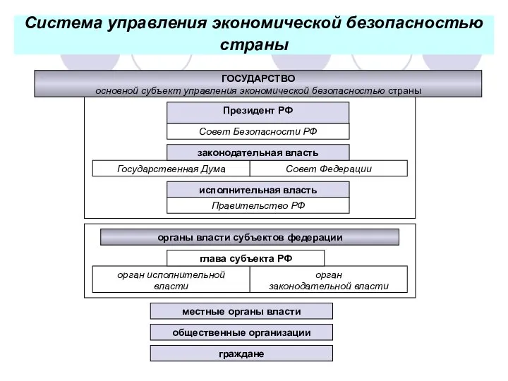 Система управления экономической безопасностью страны