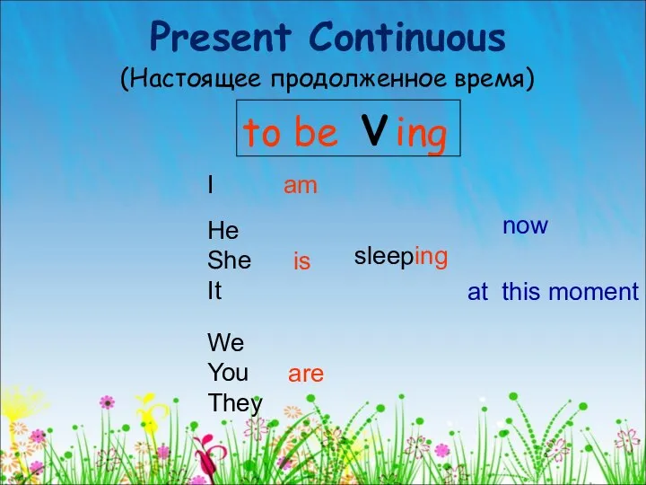 Present Continuous (Настоящее продолженное время) I He She It We You They