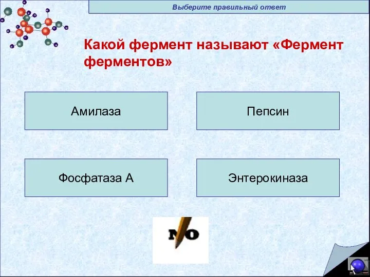 Какой фермент называют «Фермент ферментов» Энтерокиназа Фосфатаза А Амилаза Пепсин