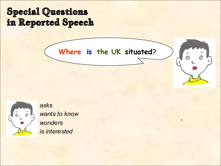 Special Questions in Reported Speech asks wants to know wonders is interested