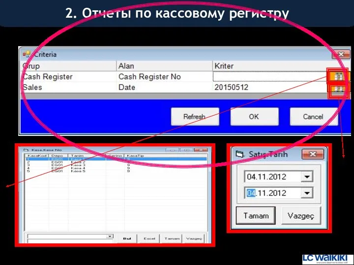 2. Отчеты по кассовому регистру 1 2 3