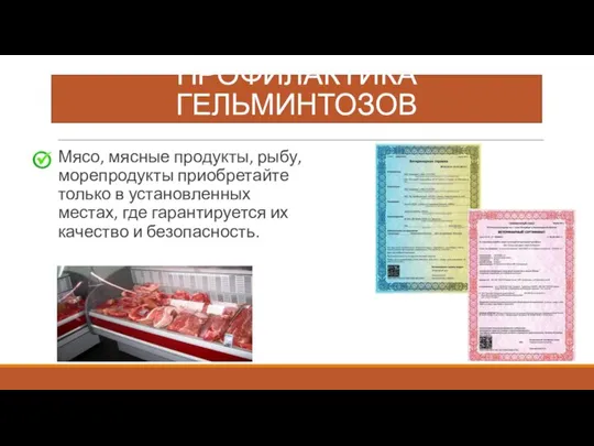 Мясо, мясные продукты, рыбу, морепродукты приобретайте только в установленных местах, где гарантируется