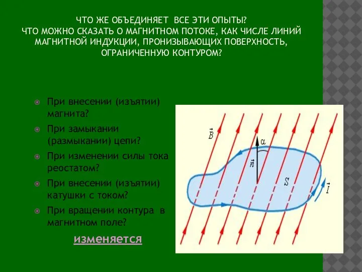 ЧТО ЖЕ ОБЪЕДИНЯЕТ ВСЕ ЭТИ ОПЫТЫ? ЧТО МОЖНО СКАЗАТЬ О МАГНИТНОМ ПОТОКЕ,