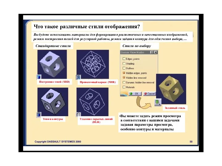 Что такое различные стили отображения? Вы будете использовать материалы для формирования реалистичных