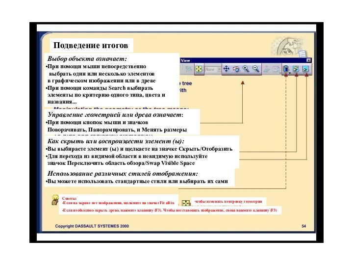 Подведение итогов Выбор объекта означает: При помощи мыши непосредственно выбрать один или