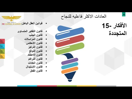 العادات الاكثر فاعليه للنجاح 15- الأفكار المتجددة قوانين العقل الباطن قانون التفكير