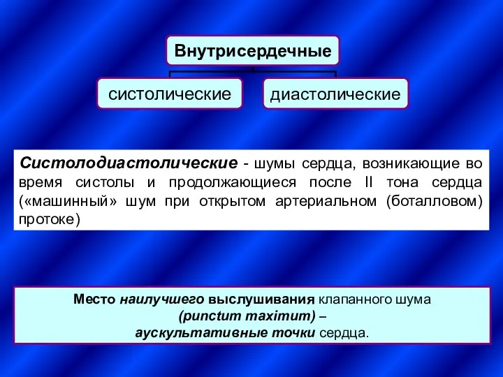 Систолодиастолические - шумы сердца, возникающие во время систолы и продолжающиеся после II