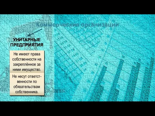 Коммерческие организации УНИТАРНЫЕ ПРЕДПРИЯТИЯ Не имеют права собственности на закреплённое за ними