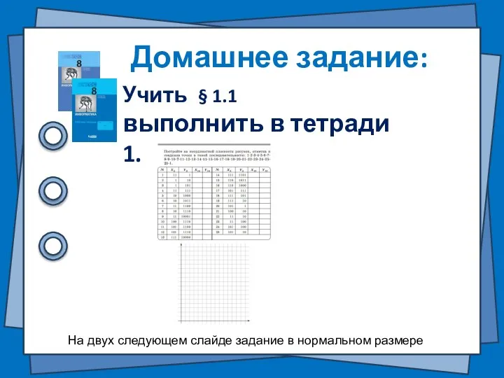 Домашнее задание: Учить § 1.1 выполнить в тетради 1. На двух следующем