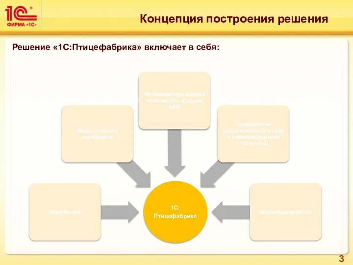 Решение «1С:Птицефабрика» включает в себя: Концепция построения решения