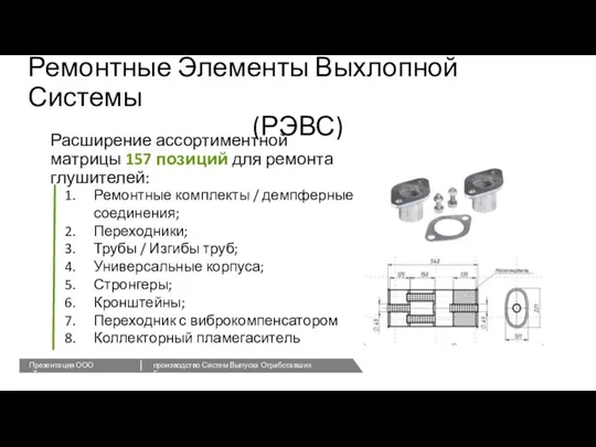 Расширение ассортиментной матрицы 157 позиций для ремонта глушителей: Ремонтные Элементы Выхлопной Системы