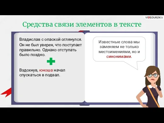 Средства связи элементов в тексте Владислав с опаской оглянулся. Он не был