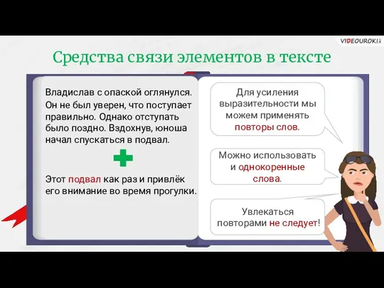 Средства связи элементов в тексте Владислав с опаской оглянулся. Он не был