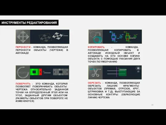 ИНСТРУМЕНТЫ РЕДАКТИРОВАНИЯ ПЕРЕНЕСТИ - КОМАНДА, ПОЗВОЛЯЮЩАЯ ПЕРЕНЕСТИ ОБЪЕКТЫ (ЧЕРТЕЖИ) В АВТОКАДЕ КОПИРОВАТЬ