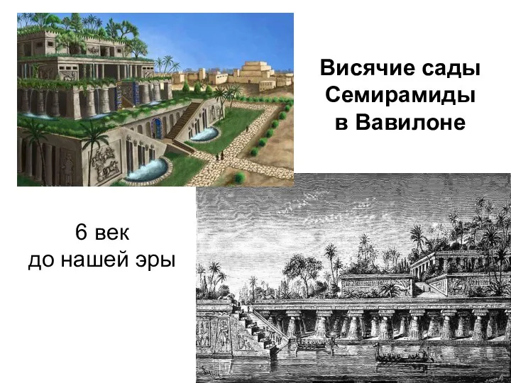Висячие сады Семирамиды в Вавилоне 6 век до нашей эры