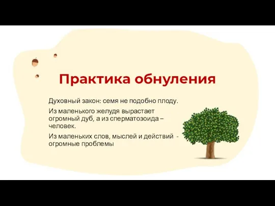 Духовный закон: семя не подобно плоду. Из маленького желудя вырастает огромный дуб,