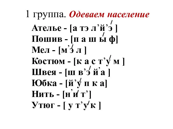 1 группа. Одеваем население Ателье - [а тэ л’й’э ] Пошив -