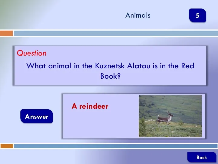 Question What animal in the Kuznetsk Alatau is in the Red Book?