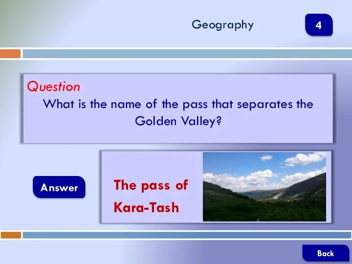 Question What is the name of the pass that separates the Golden