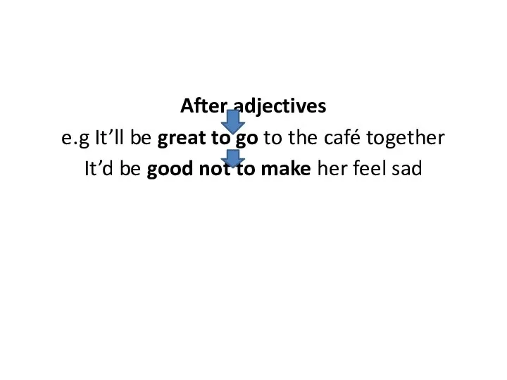 After adjectives e.g It’ll be great to go to the café together