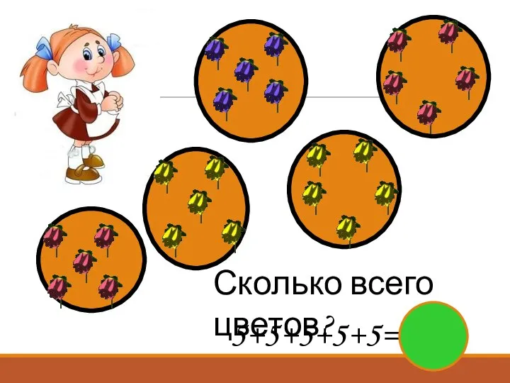 Сколько всего цветов? 5+5+5+5+5= 25