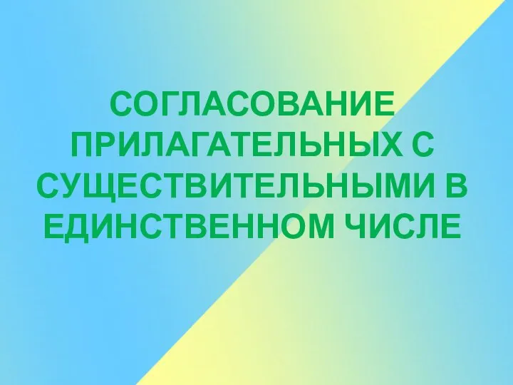 СОГЛАСОВАНИЕ ПРИЛАГАТЕЛЬНЫХ С СУЩЕСТВИТЕЛЬНЫМИ В ЕДИНСТВЕННОМ ЧИСЛЕ