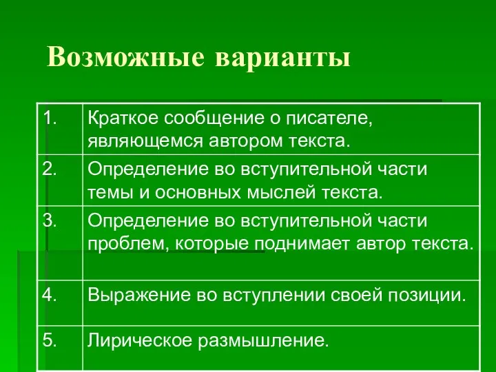 Возможные варианты