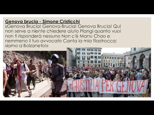 Genova brucia - Simone Cristicchi «Genova Brucia! Genova Brucia! Genova Brucia! Qui