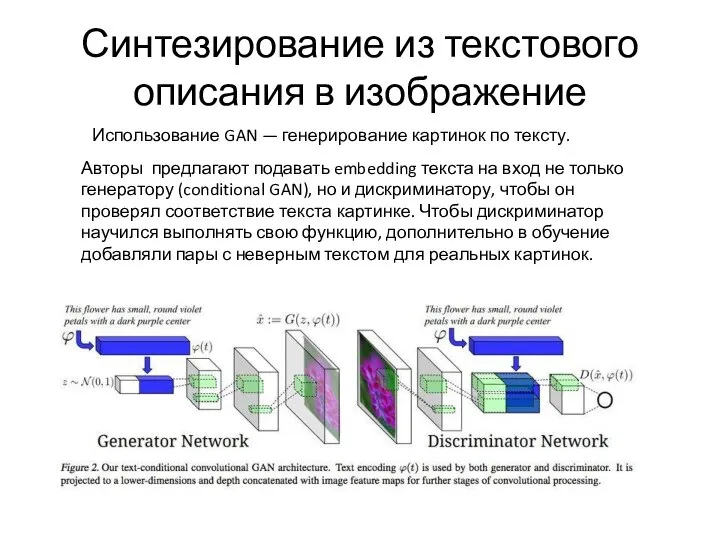 Синтезирование из текстового описания в изображение Использование GAN — генерирование картинок по