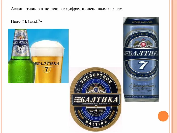 Ассоциативное отношение к цифрам и оценочным шкалам Пиво « Батика7»