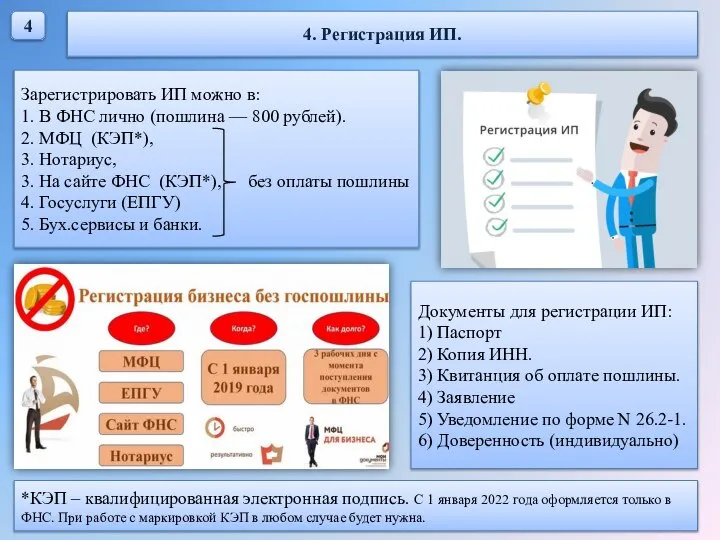 4 4. Регистрация ИП. Зарегистрировать ИП можно в: 1. В ФНС лично