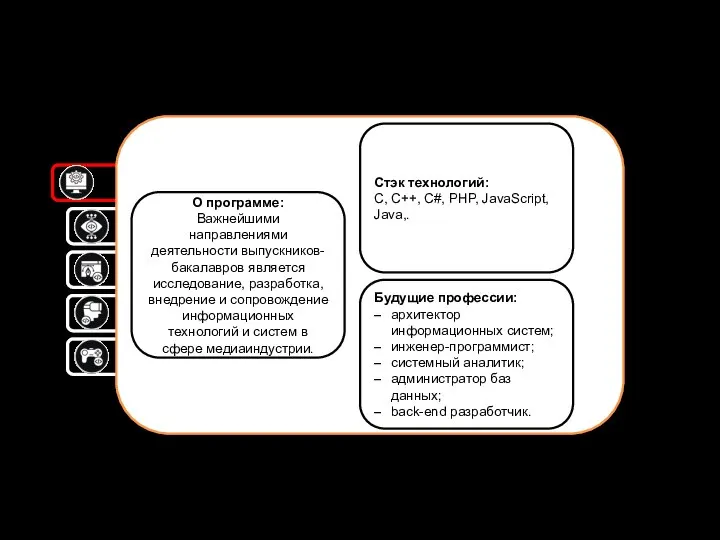 Информационные системы и технологии обработки цифрового контента О программе: Важнейшими направлениями деятельности