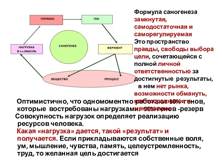 Оптимистично, что одномоментно работают 10% генов, которые востребованы нагрузками. 90% генов -резерв