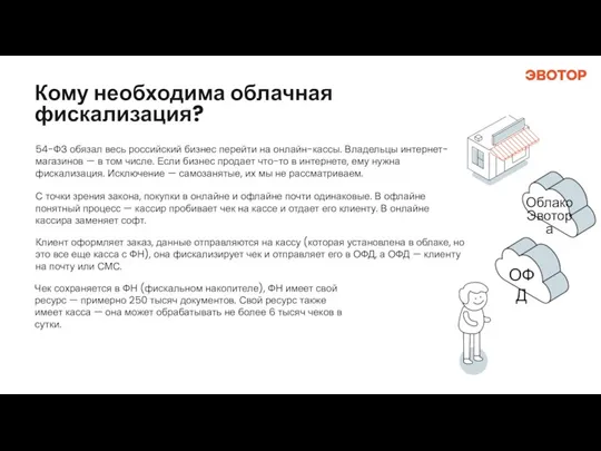 Кому необходима облачная фискализация? 54-ФЗ обязал весь российский бизнес перейти на онлайн-кассы.