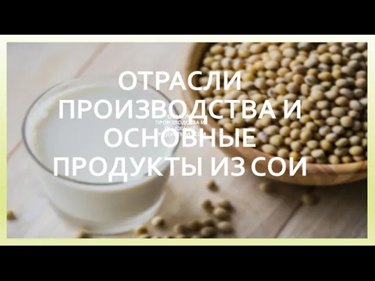 ОТРАСЛИ ПРОИЗВОДСТВА И ОСНОВНЫЕ ПРОДУКТЫ ИЗ СОИ