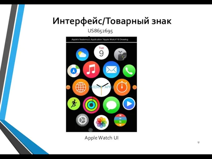 Интерфейс/Товарный знак US86526959 Apple Watch UI