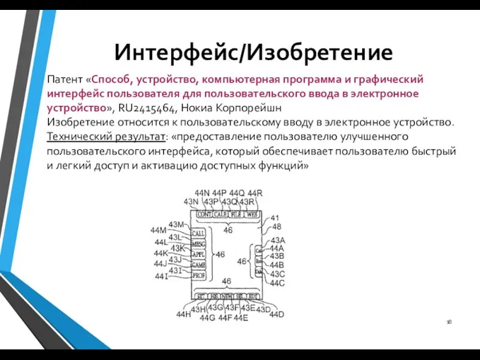 Интерфейс/Изобретение Патент «Способ, устройство, компьютерная программа и графический интерфейс пользователя для пользовательского