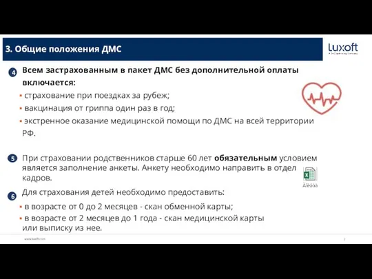 3. Общие положения ДМС 4 6 5 Всем застрахованным в пакет ДМС